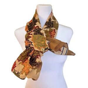 Vintage Autumn Leaves Fall Season Scarf Rectangular Oscardo Satin